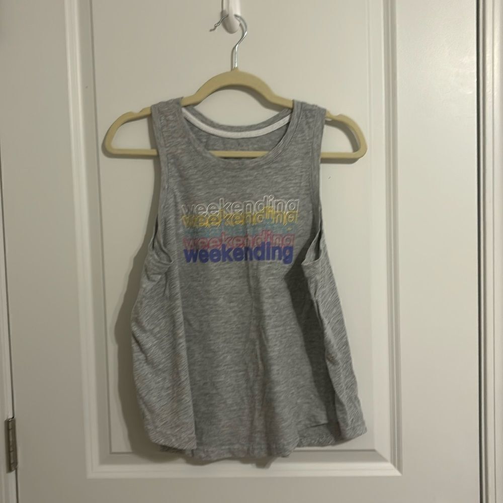 Gray Graphic Tank Top Weekending Casual Sleeveless Shirt